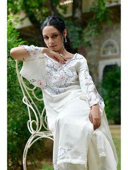 LIROSE - Pure Modal Satin Heavy Multicolour Embroidered Suit with Organza Dupatta (Set of 3)