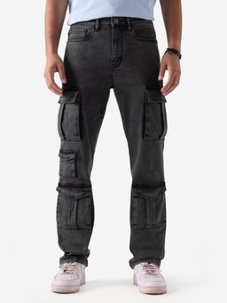 The Souled Store - Original Solids: Charcoal Men Cargo Joggers