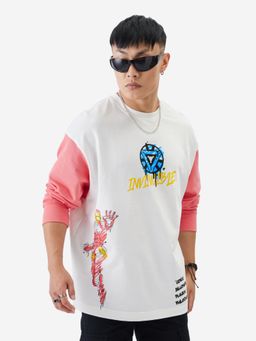 The Souled Store - Official Iron-Man: Graffiti Men Oversized Full Sleeve T-Shirt