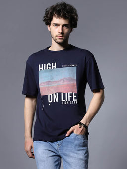 High Star - Typography Printed Relaxed Fit Pure Cotton T-Shirt