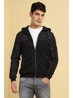 Allen Solly - Men Black Hooded Neck Full Sleeves Casual Sweatshirt