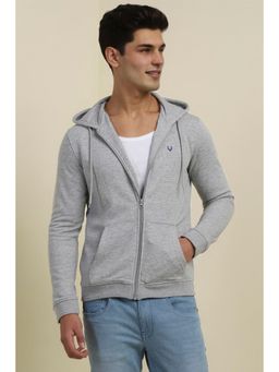 Allen Solly - Men Grey Hooded Neck Full Sleeves Casual Sweatshirt