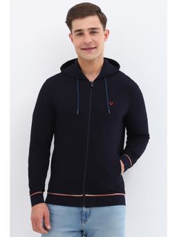 Allen Solly - Men Navy Hooded Neck Full Sleeves Casual Sweatshirt