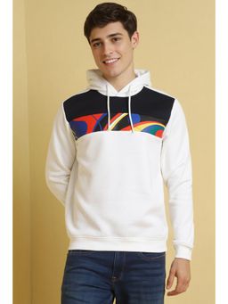 Allen Solly - Men White Hooded Neck Full Sleeves Casual Sweatshirt