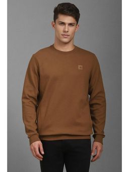 Louis Philippe - Men Casual Brown Solid Sweatshirt