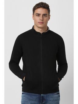 Van Heusen - Men Black Solid Round Neck Sweatshirt