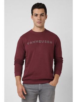 Van Heusen - Men Maroon Graphic Print Crew Neck Sweatshirt