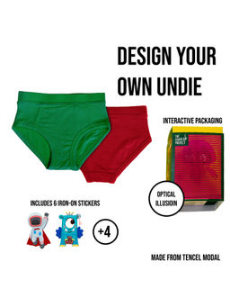 The Cover Up Project - Girls Red & Green The Cover Up Tencel Modal Panties (Pack of 2)