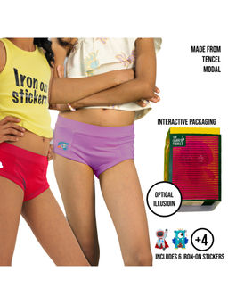 The Cover Up Project - Girls Red & Purple The Cover Up Tencel Modal Panties (Pack of 2)