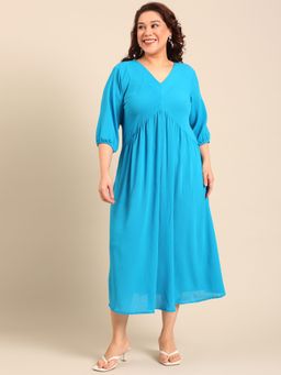 THE PINK MOON - Cobalt Crepe Maxi Dress