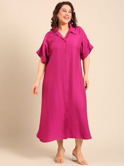 THE PINK MOON - Pink Button Down Dress