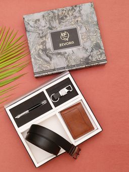 ZEVORA - Men Gift Set With Reversible Black Belt With Wallet Pen & Keychain