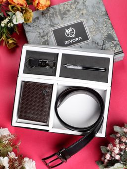 ZEVORA - Men Gift Set With Reversible Black Belt With Wallet Pen & Keychain
