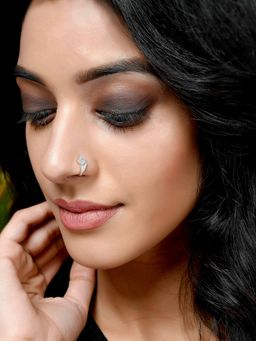 Shoshaa - Gold-Platead White CZ stones-Studded Nosepin