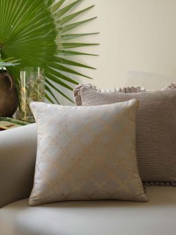 Pure Home + Living - Ivory Chanderi Cushion Cover (16x16 Inches)