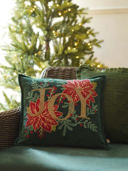 Pure Home + Living - Green Joy Embroidered Square Cushion Cover (16x16 Inches)