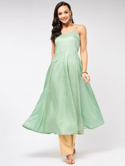 Pannkh - Womens Sleeveless Self Design Festive Anarkali Kurta