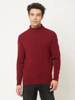 CRIMSOUNE CLUB - Men Maroon Sweater with Melange Effect