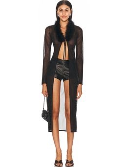 Blumarine - Fur Collar Long Cardigan