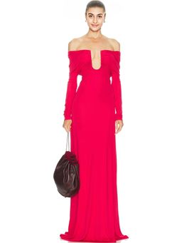 Christopher Esber - Arced Palm Strapless Shawl Gown