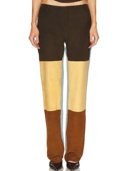 Christopher Esber - Spliced Suede Denim Straight Leg