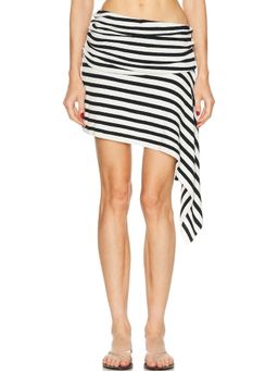 Christopher Esber - Stripe Knit Extension Drape Mini Skirt