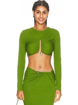 Christopher Esber - Crystal Pin Long Sleeve Rib Top