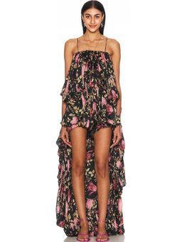 Chloe - Thin Strap Gathered High And Low Jumpsuit