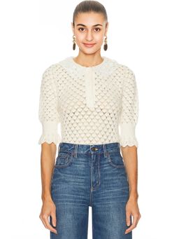 Chloe - Silk Cotton Pointelle Short Sleeve Sweater