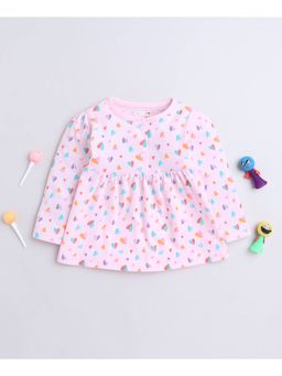 Bumzee - Pink Girls Full Sleeves Cotton Frock