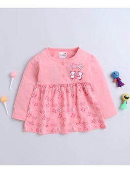Bumzee - Dark Pink Girls Full Sleeves Cotton Frock