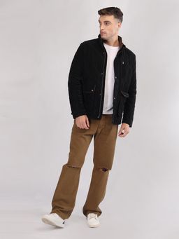 Lure Urban - Men Black Polyester High Neck Jacket