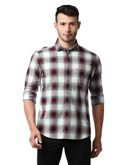 BASICS - Checked Multi-Color Pure Cotton Slim Fit Casual Shirt