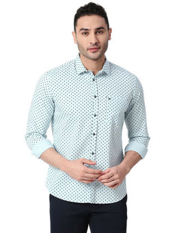 BASICS - Printed Aqua Pure Cotton Slim Fit Casual Shirt