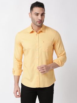BASICS - Plain Orange Pure Cotton Slim Fit Casual Shirt