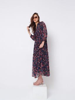 VERO MODA - Women Floral Printed Navy Blue Casual Dress