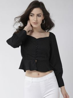 Twenty Dresses by Nykaa Fashion - Black Caught In Style Peplum Crop Top