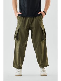 Snitch - Olive Solid Straight Casual Cargo Pant for Men