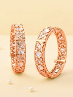 Voylla - Sparkling Elegance Shimmering Kundan American Diamond Bangles (Pack of 2)