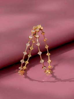Voylla - Gold Elegance Regal Mirage Cz Gold Bangles (Pack of 2)