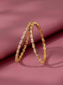 Voylla - Gold Elegance Aurora Festive Cz Gold Bangles (Pack of 2)