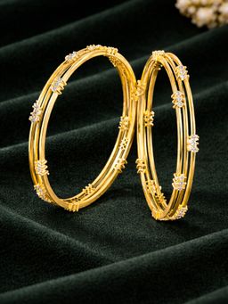 Voylla - Gold Elegance Aurelia Gold Crystal Strand Bangles (Pack of 2)