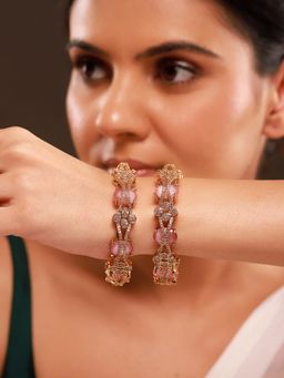 Voylla - Sparkling Elegance Meher Cz Statement Bangles (Pack of 2)