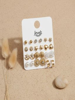 JEWELZ - Minimalist Stud Earrings For Women (Pack of 12)