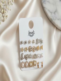 JEWELZ - Minimal Luxe Earrings For Women (Pack of 12)