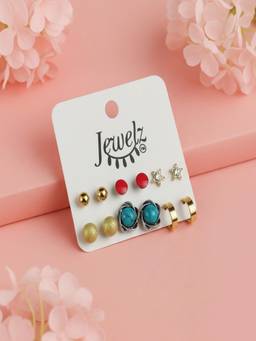 JEWELZ - Everyday Gold and Stone Earrings (Pack of 6)
