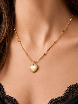 ARTKLIM - Classic Pearl Heart Beaded Anti-Tarnish Necklace