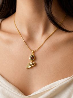 ARTKLIM - Ruby Leaf Twist Designer Anti-Tarnish Necklace