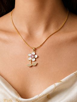 ARTKLIM - Blossom Pink Crystal Flower Anti-Tarnish Necklace