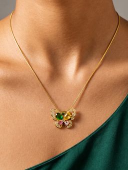 ARTKLIM - Multi-Color Butterfly Gemstone Anti-Tarnish Necklace